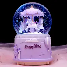 光る回転木馬のプリンセス音楽ボックス【雪の結晶球・子供向け・誕生日プレゼント】