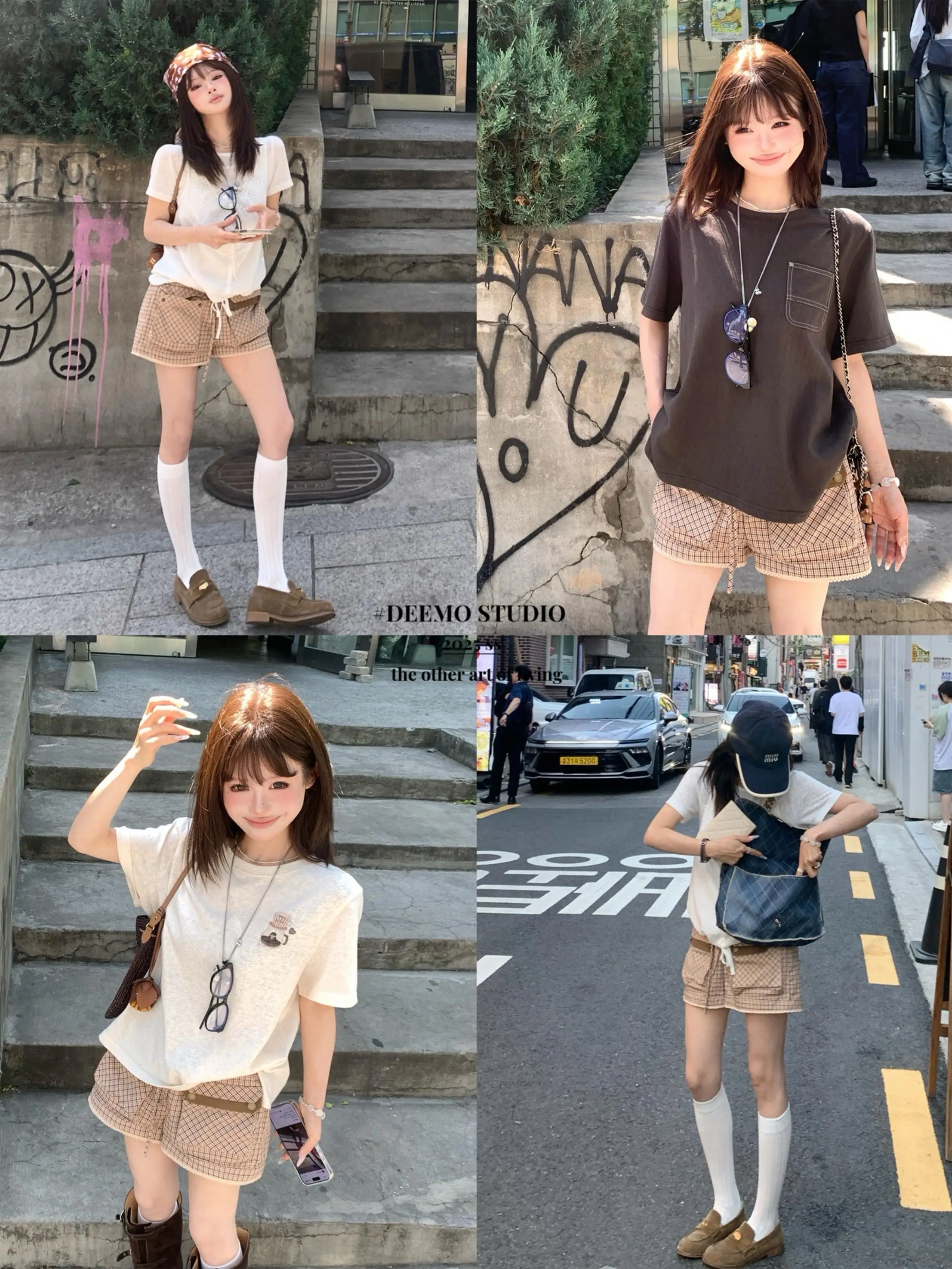 夏向けカラーコンビネーション ワークパンツ：カジュアルガーリーに最適な通勤風工装スタイル