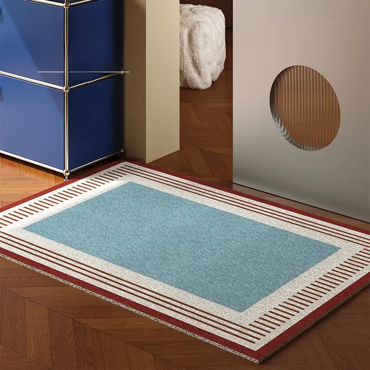 玄関マット ドアマット ラグ PVCコイル ブルー バウハウス ヴィンテージ風 オリジナルデザイン 「RUG」