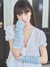 夏用ファッション防紫外線リネン透かし編みアームカバー【通気性・ゆったり】