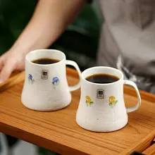 美濃焼の千日草デザインマグカップ【手作り・陶器製・花柄】