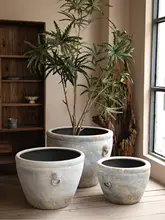 シンプルで美しい！景德鎮製 狼の頭デザイン陶器大花瓶【落ち着いた印象・庭園用】