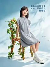 ワンピース キッズ ガールズ デニム 半袖 チャイナドレス風 上品 おしゃれ 夏