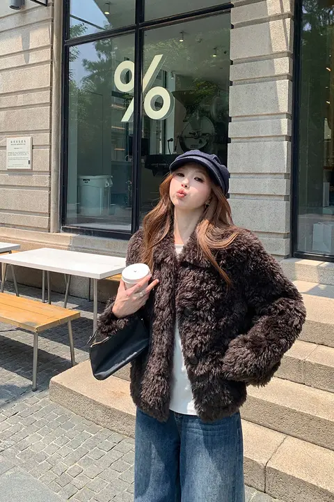 短丈ラフスタイルの皮毛一体アウター【冬用・厚手・ゆったりフィット】