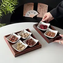 中華風陶器の干し果物皿【創意的デザイン・フルーツやお菓子用・分割型】