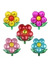 アルミ製の緑色の葉っぱ五弁の花風船【幼稚園・学校・店舗装飾用】