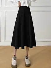 春用 ハイウエスト Aラインスカート【ミディ丈・ビジネス・ティアードデザイン】