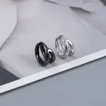 純銀製 ダブルリングピアス【ユニセックス・個性的なデザイン】