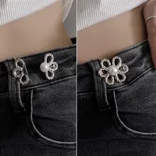 デニムパンツ用ウエスト調整クリップ【フィット感向上・花柄デザイン・縫製不要】