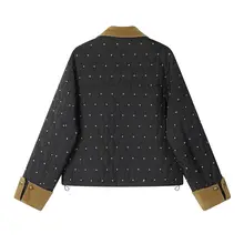 XinmonLeeカラーブロックドットリボンデザインアウター【冬用・レディース・コットン】