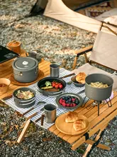 アルミ合金製キャンプ用調理器具【軽量・非粘着・持ち運び便利・アウトドア用】（セットアップ対応）