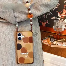 シンプルなドットデザインのスマホケース【マグネット式・ストラップ付き・スタンド機能】