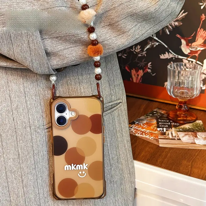 シンプルなドットデザインのスマホケース【マグネット式・ストラップ付き・スタンド機能】