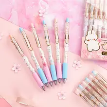 可愛らしい桜とウサギデザインのボールペン【ボックス入り・スチールクリップ・ノック式】