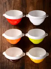 ダブルハンド付きお粥ボウル【八宝粥・密胺製・朝食用】