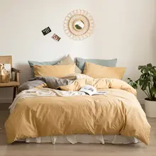 北欧風 綿100% 四件組カラーブロック寝具【学生用・春夏対応・ベッドカバー・クッションカバー付き】（セットアップ対応）