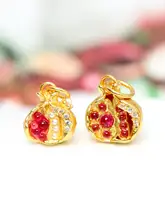 925純銀金メッキザクロデザインのペンダント【DIY用シルバーアクセサリー・ブレスレットやストラップに最適】