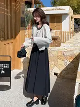 フランス風の上品なロングスカート【春秋ファッション・高級感・二部構成】（セットアップ対応）