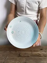 白樺の花デザイン 陶器製プレート【マット仕上げ・創意サラダ皿・丸型・家庭用】