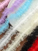 幅広のカラフルなダブルフリルのストレッチレースリボン【DIY手作り装飾用・幅広4cm】