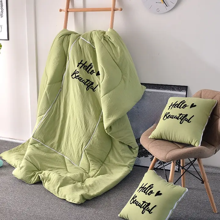 クッションブランケット 2WAY ウォッシャブルコットン 北欧風 シンプル 夏用 冷房対策 昼寝用 膝掛け ソファ用