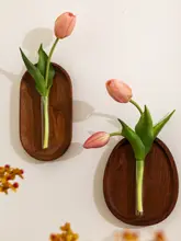 シンプルなデザインの木製壁掛け花器【アートな装飾・禅スタイル】