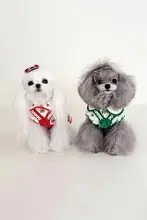ペット用衣類 猫・犬用 ふわふわ小熊襟付きサロペットドレス【秋冬・クリスマス・新年用】