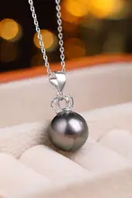 深い黒色のタヒチ産黒真珠ペンダントネックレス【S925シルバー・存在感のあるデザイン】