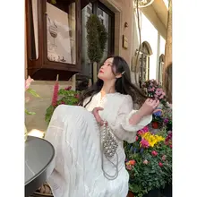 エレガントなデザインのフレアスリーブロングドレス【ウエストマーク・秋用】