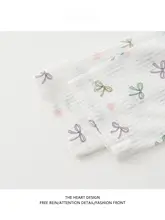 柄入りリボン風ネックレス付き長袖Tシャツ【夏用・ゆったりシルエット】（セットアップ対応）