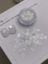 ネイルパーツ 銀色の星型ラメと雪花のデコレーション【クリスマス用・夢幻的なデザイン・DIYアクセサリー】