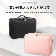 高級大容量ポータブル化粧ポーチ【ミラー付き・メイクアップアーティスト向け・化粧収納ボックス】