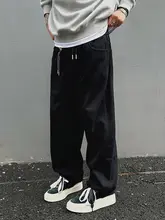 冬季カジュアルコットン工装パンツ【加絨・厚手・ストレート・男女兼用・ウエストゴム】