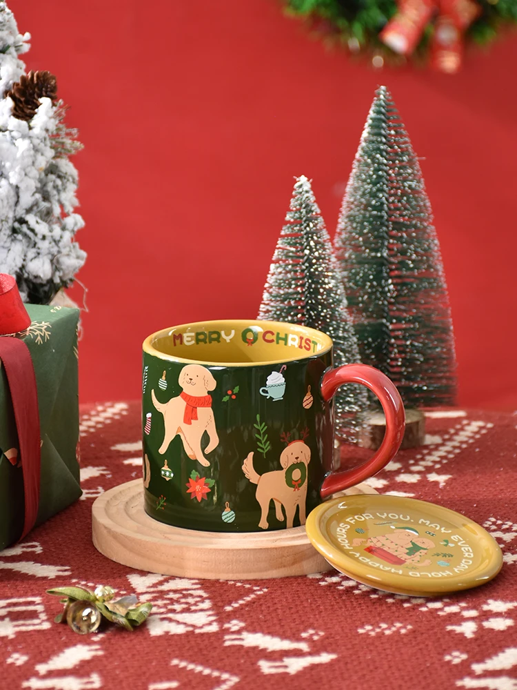 クリスマスマーケット マグカップ おすすめモデル：可愛い犬のデザイン陶器マグカップ