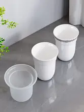 トイレブラシセット【陶器製カップ・マットガラス・ブラシヘッド・ブラシ杆付き】