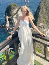 華やかさが引き立つ！バックオープンのキャミソールドレス【ビーチ・リゾート用・エレガント】