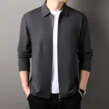 ビジネスカジュアル 長袖オープンカーディガン【ジッパー付き・シンプルデザイン】