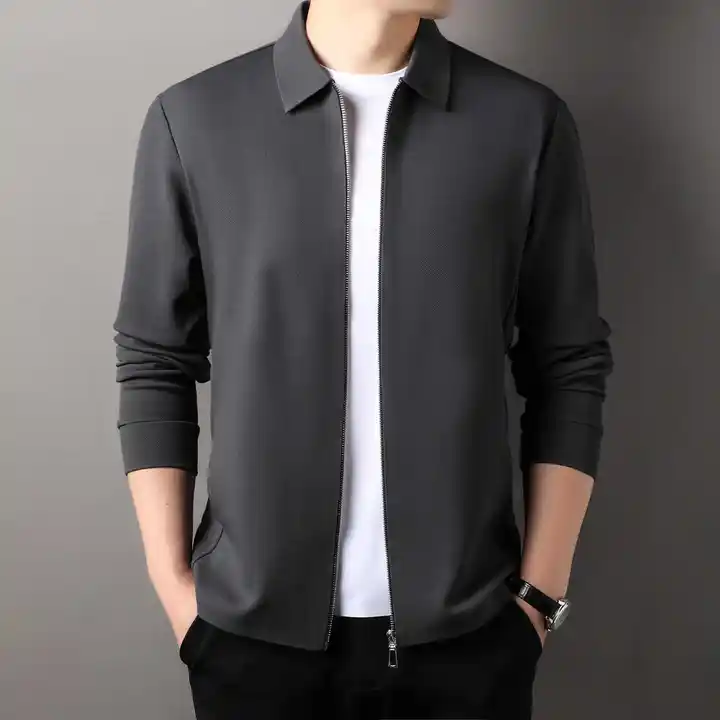 ビジネスカジュアル 長袖オープンカーディガン【ジッパー付き・シンプルデザイン】