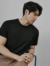 夏半袖メンズ Tシャツ新しいラウンドネックアイスシルク通気性