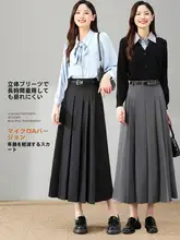 黒のハイウエスト Aラインプリーツスカート【秋用・学院風】