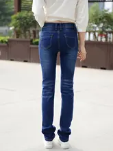 レディース 中腰 スリムフィット デニムパンツ【ストレート・伸縮性・ブルー】