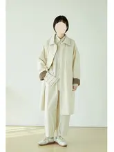 トレンチコート ユニセックス ミドルレングス ルーズ 着痩せ 春 アウター