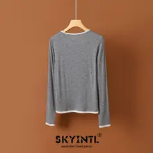 高級天竺タッチのブロックカラーLong Tシャツ【高弾力・ラウンドネック・ニット】（セットアップ対応）