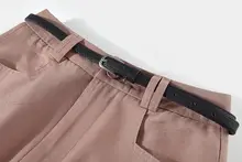 洗練されたデザイン！ハイウエストピンクAラインスカート【春夏用・ひざ丈】（セットアップ対応）