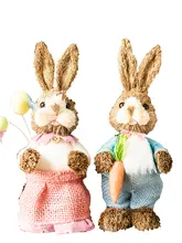 ウサギ ミニサイズ 家庭/ガーデン/バルコニーの装飾 手作り天然草編み かわいい