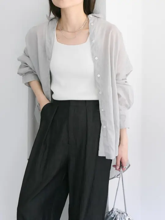 涼感のある麻素材の透け感シャツ【軽量・速乾・UVカット】