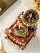 レトロなオルゴール風レコードプレーヤー置物【  音楽ボックス・プリンセスデザイン・誕生日やバレンタインデーのギフトに最適】
