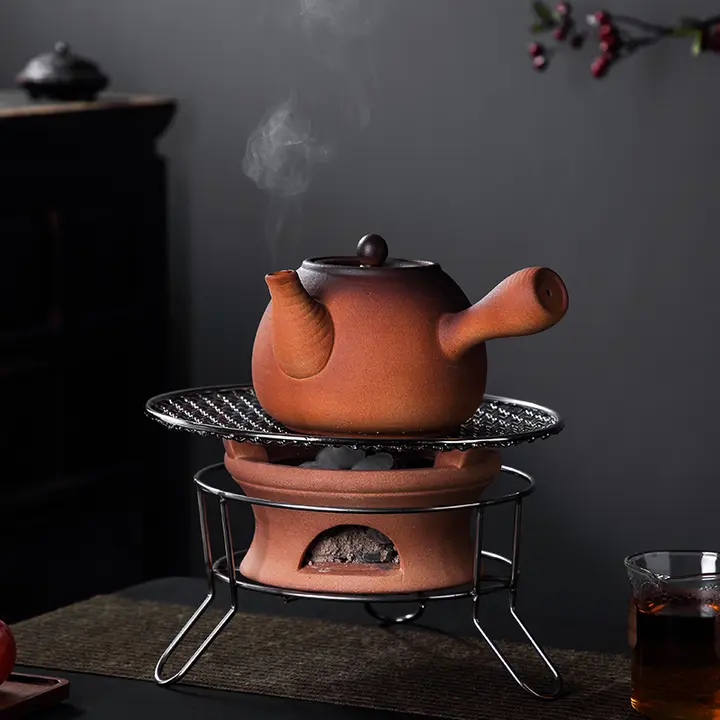 日本式炭火囲炉煮茶炉【アウトドア・キャンプ用・焼きミルクティーや茶の用意に最適】（セットアップ対応）