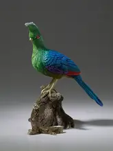 銅製装飾品 百鳥集 白梢冠蕉鹃【インテリアデスクトップ飾り】