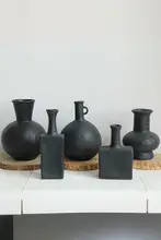 シンプルな陶器製花瓶【水耕栽培・アートデコレーション用】